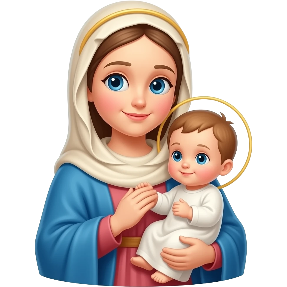 Mother Mary holding baby Jesus emoji