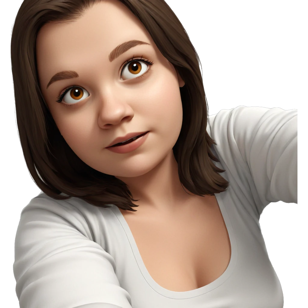 brown-haired girl in white shirt emoji