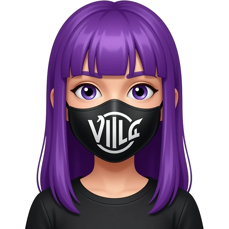 girl with long purple hair with a MASKTOK VEILED.VICE sign emoji