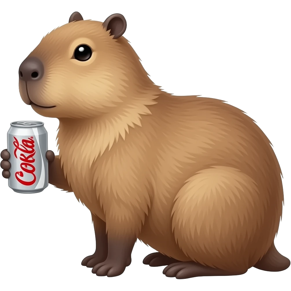 Capybara holding a can of Diet Coke side view emoji