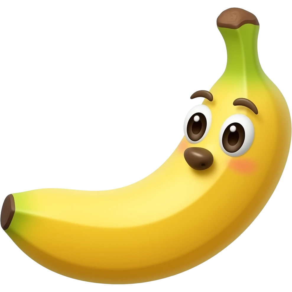 Un plátano con ojos y nariz emoji