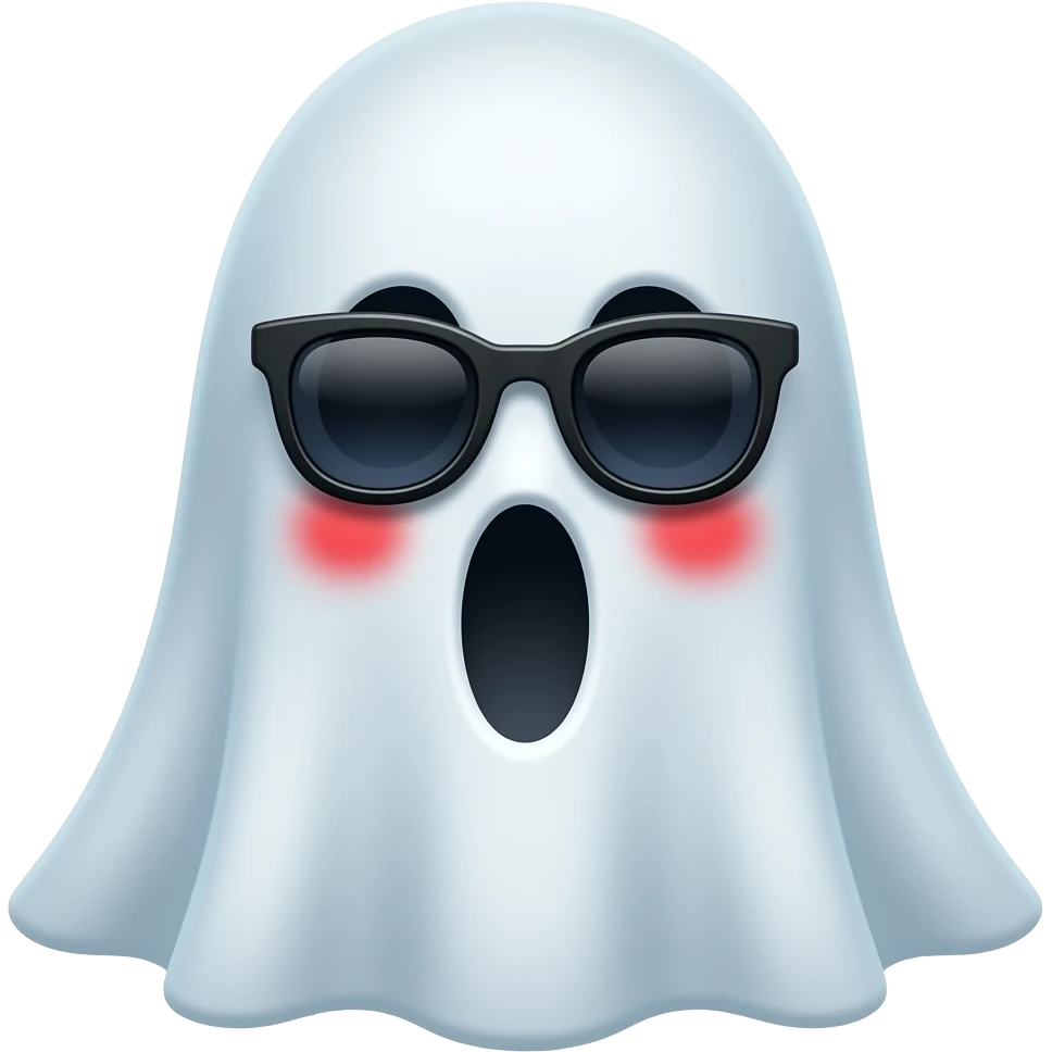 fantasma femenino con lentes de sol y mejillas rojas emoji