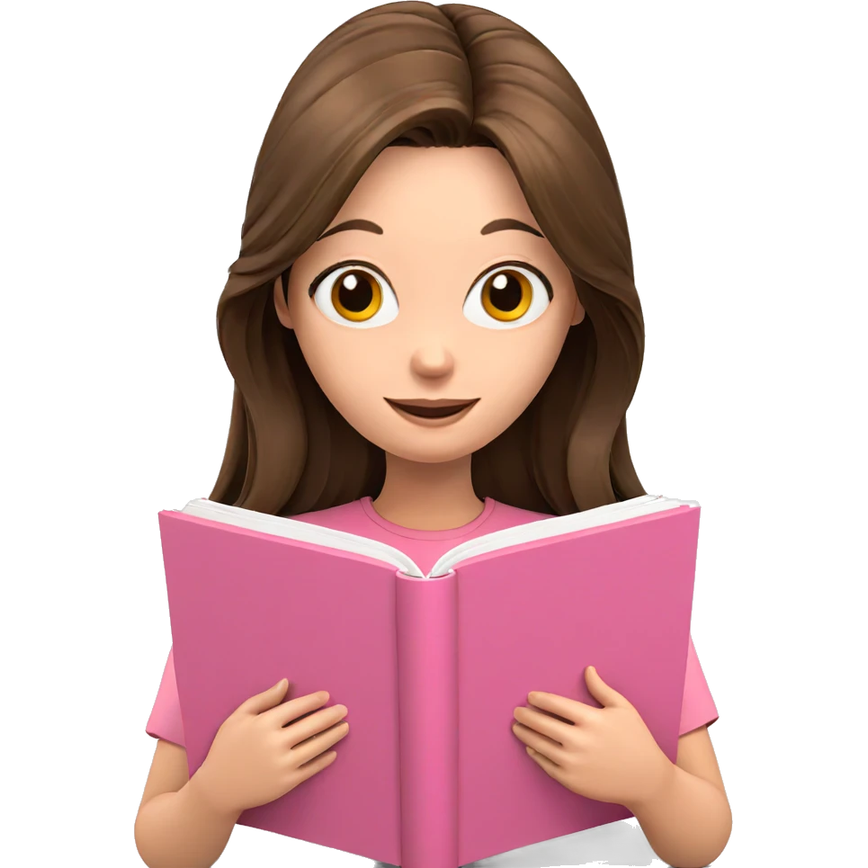 smiling girl reading a book emoji