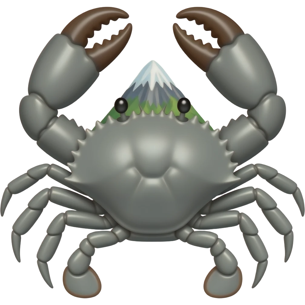 Gray crab a with a mountain on his back emoji