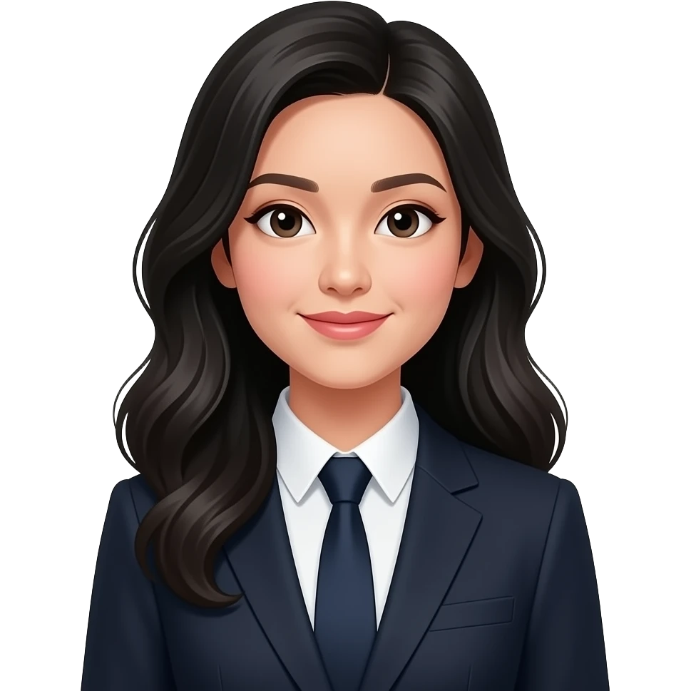 asian career beautiful girl black long wavy hair emoji
