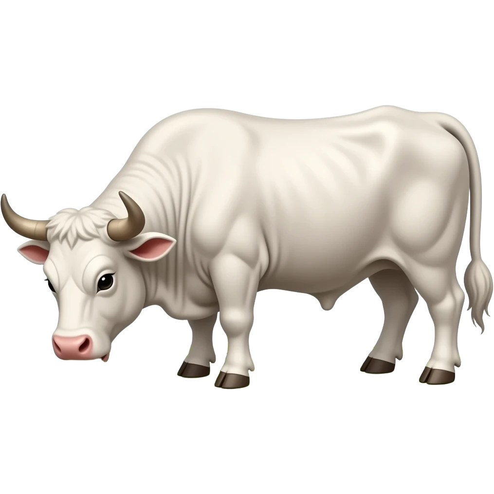 Cartoon white bull eating emoji