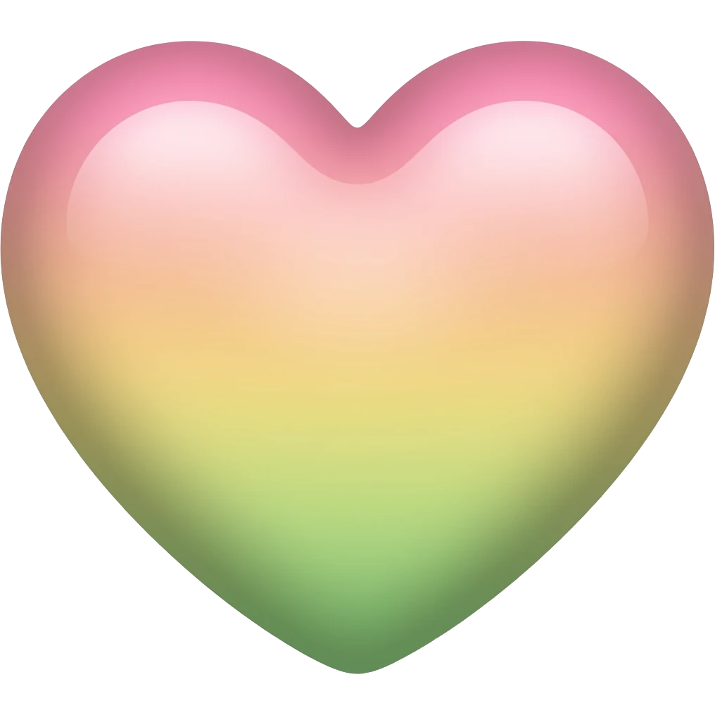 Pink and yellow and green emoji ombré heart emoji