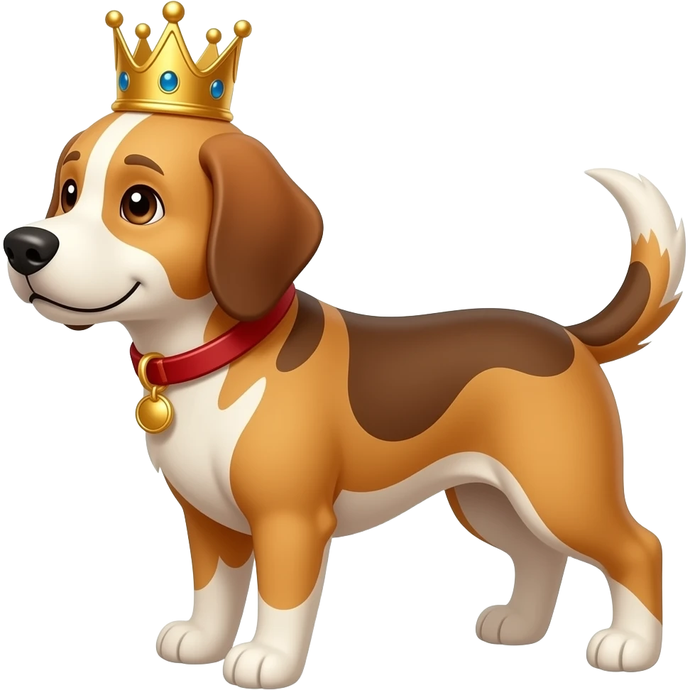 dog standing pose wear crown emoji