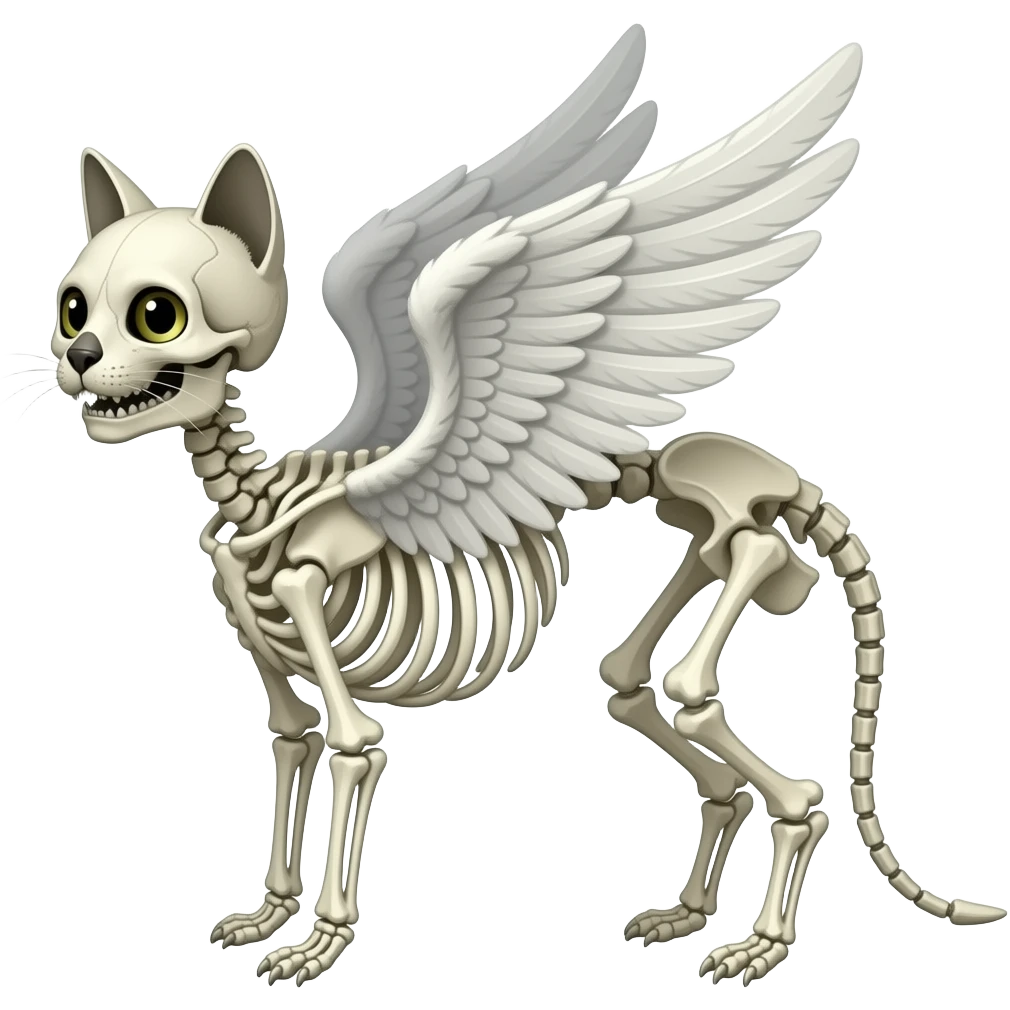 Unhinged cat skeleton devilish angel emoji