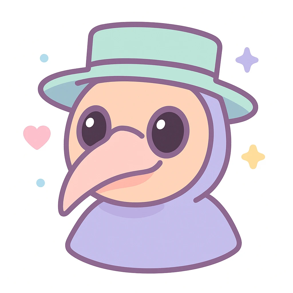 SCP-049 as a cursed emoji, unsettling, plague doctor mask, dark aura, creepy expression, horror vibe emoji