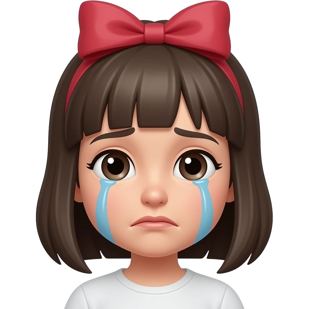Crying emoji with bow emoji