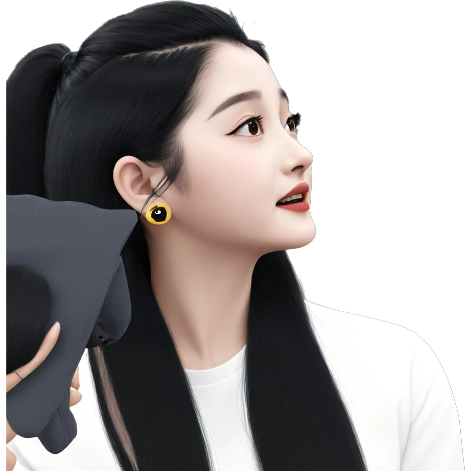 girl with black hair earrings emoji