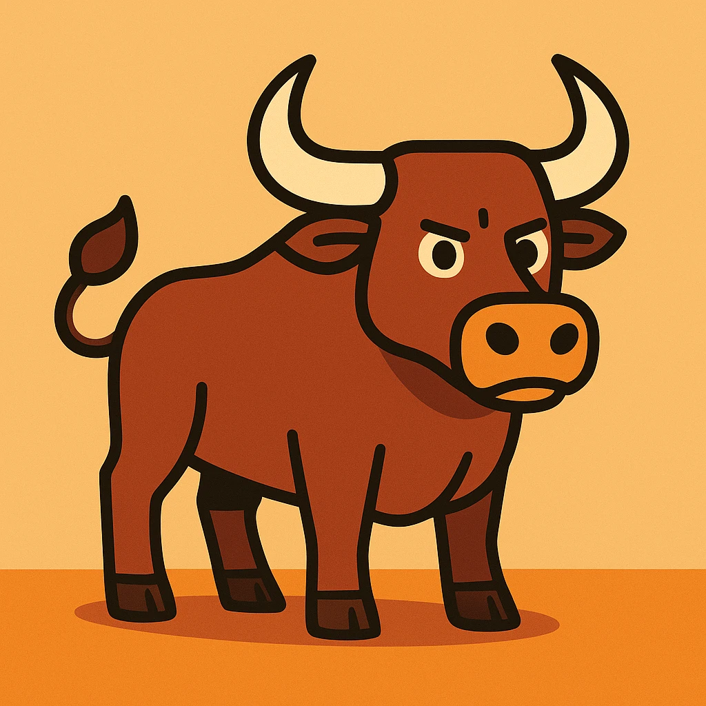 Flat toon style bull emoji