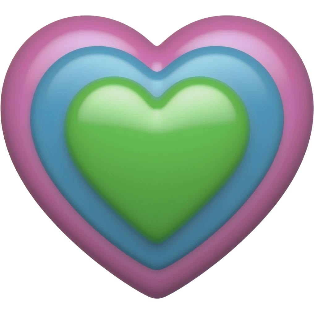 green heart inside blue heart inside pink heart emoji