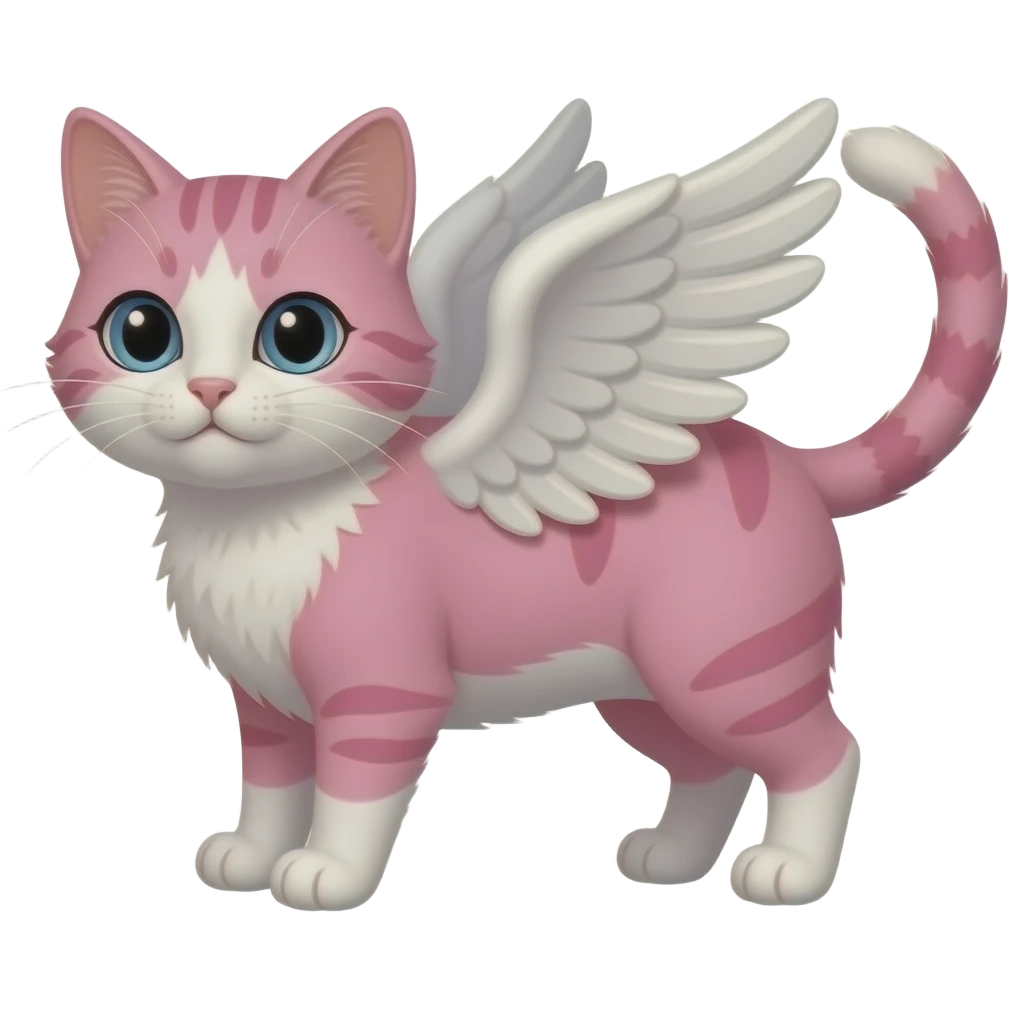 Kanatlı pembe kedi emoji