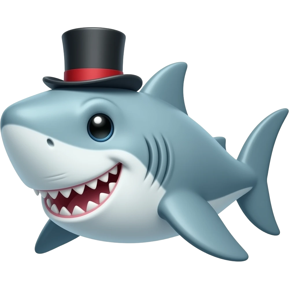 Shark with a top hat emoji