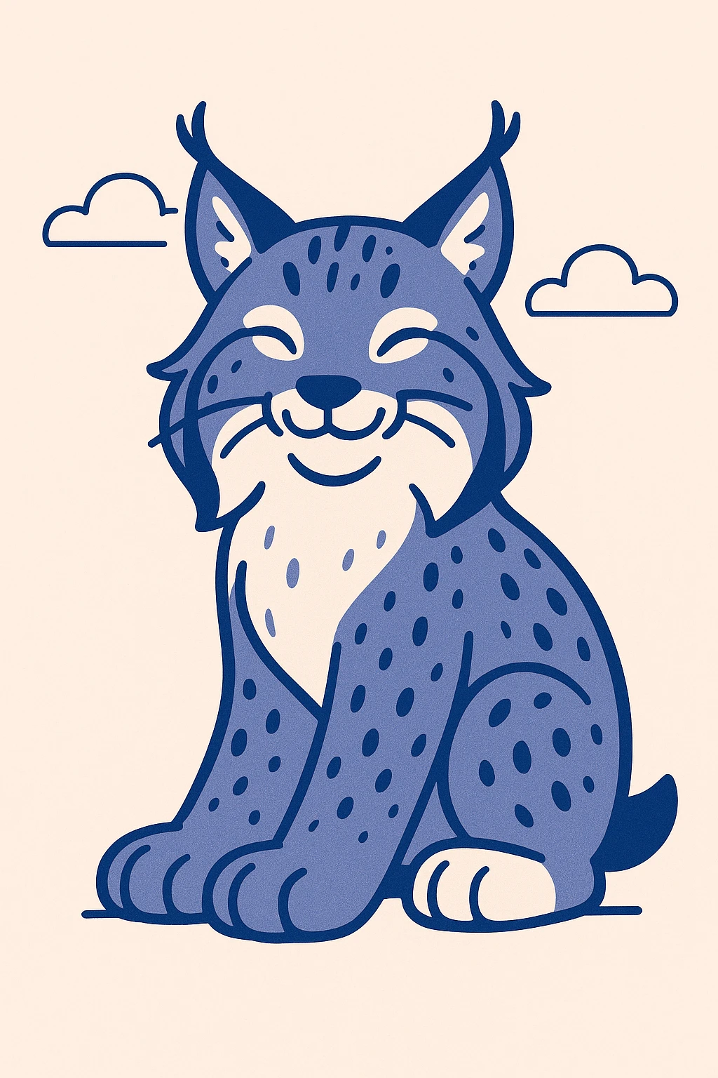 cartoon style canada lynx with big paws and playful expression emoji