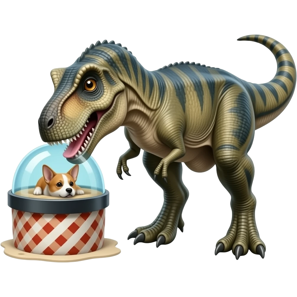 I brought my dinosaur who eats force field dogs emoji