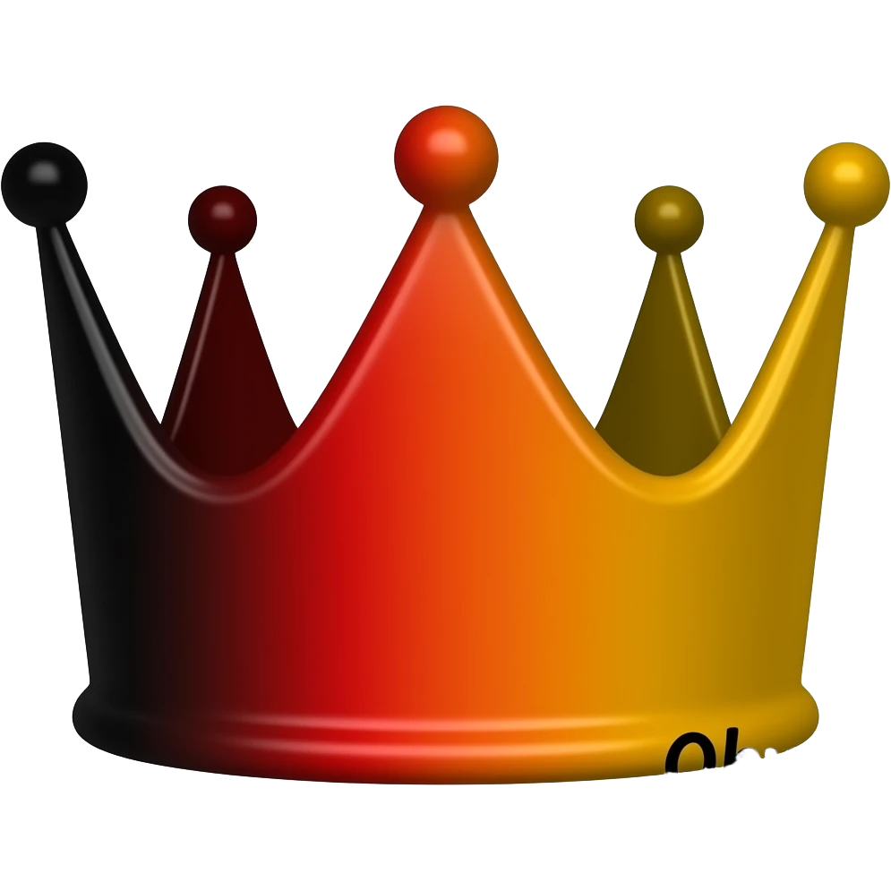 crown emoji space owner space crown emoji in black red orange and yellow all blended together in text black on right side emoji