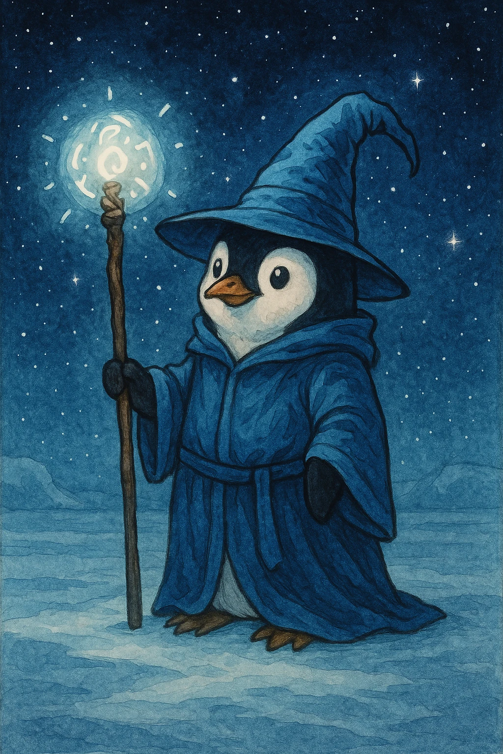 A penguin wizard emoji