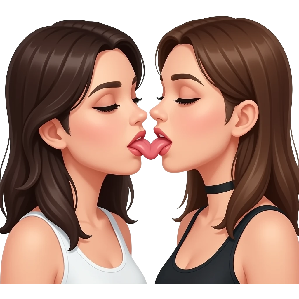 Lesbian girls touching tounge emoji