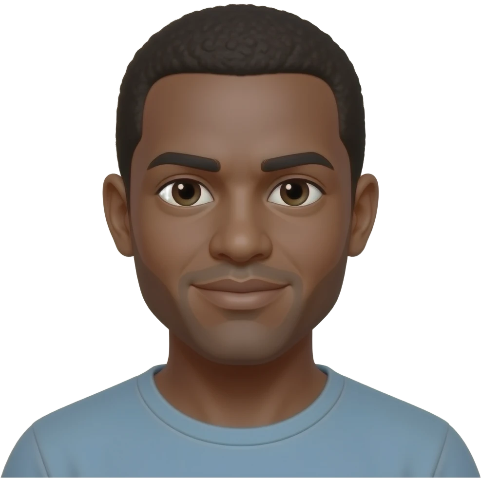 haz mas realista este rostro, persona afro, pero sin nada de barba, ni radurado emoji