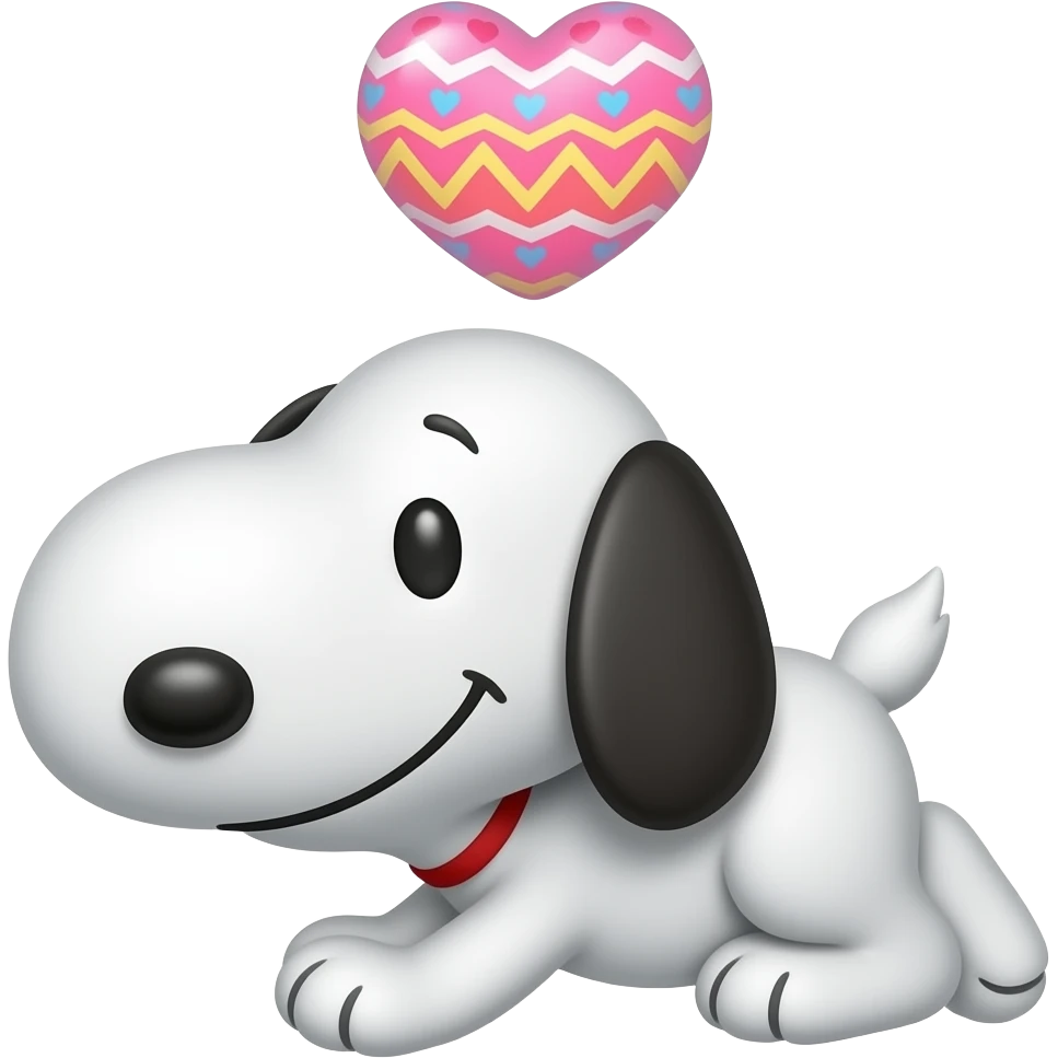 Snoopy with a cute large Easter heart up above his head, not touching him at all emoji