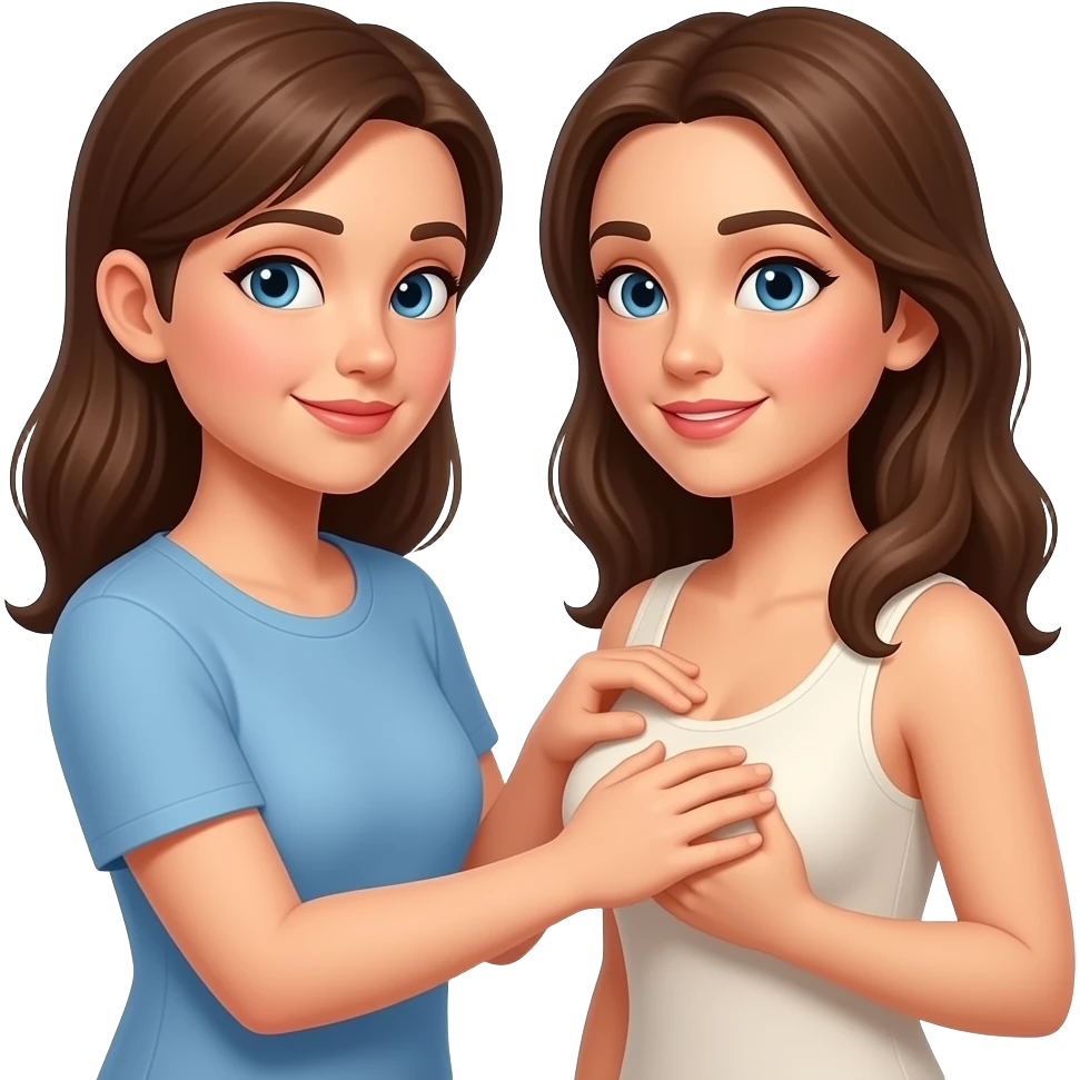 A woman squeezeing another womans tits emoji