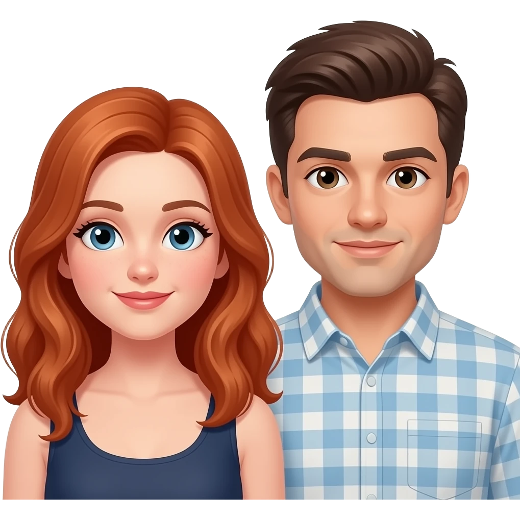 2 redhead women and a brunette male emoji