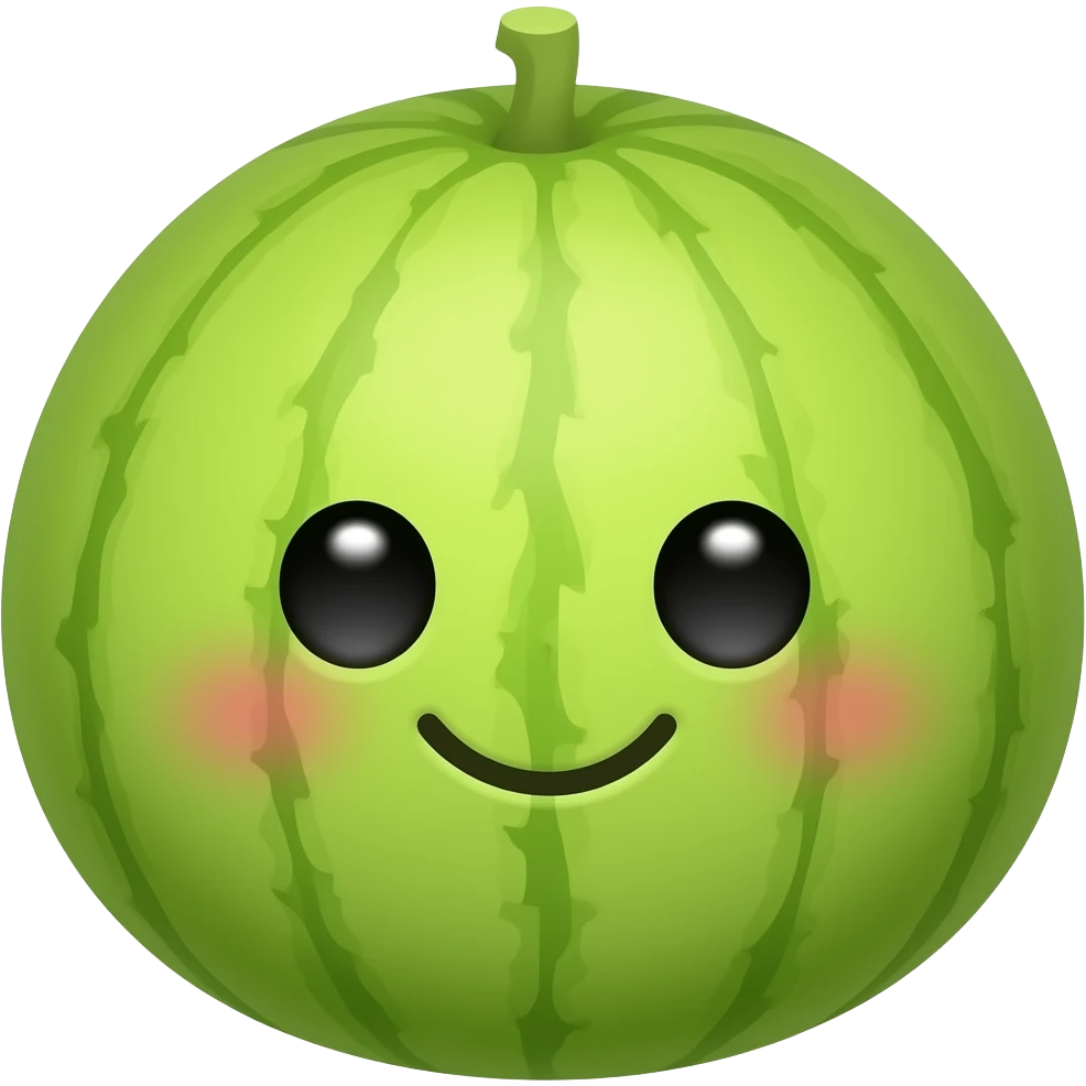 Green melon with pink and pink cheeks, look girly emoji