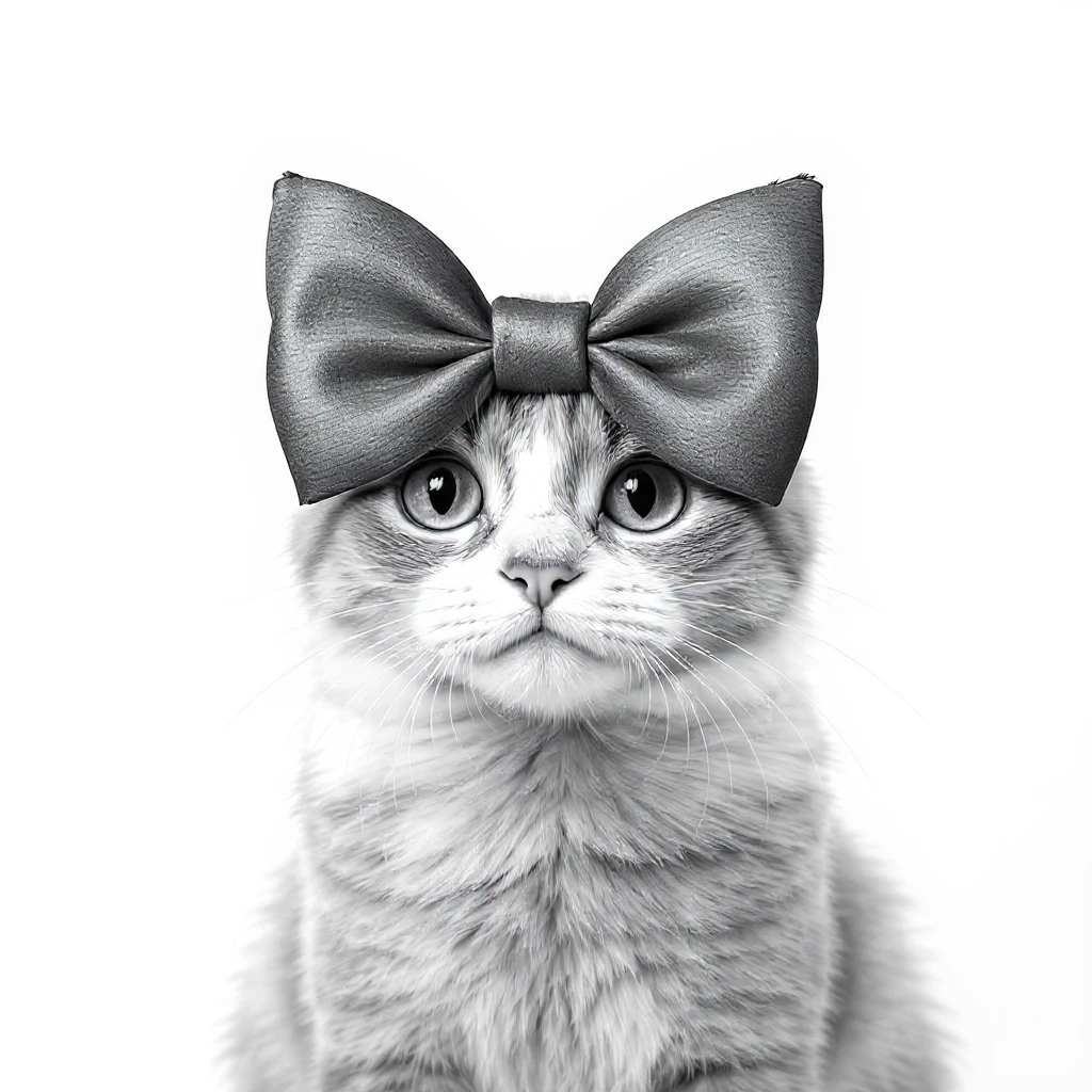 Remove background, keep bow edges crisp, preserve black and white dslr photography style, with no background. emoji