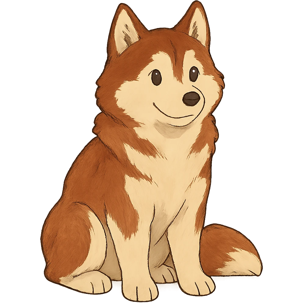 cute red-brown siberian husky sitting emoji