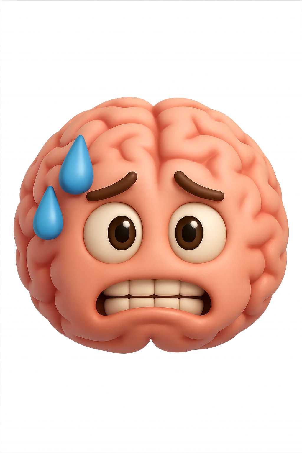 emoji 3d stile iphone di ansia/cervello con ansia emoji
