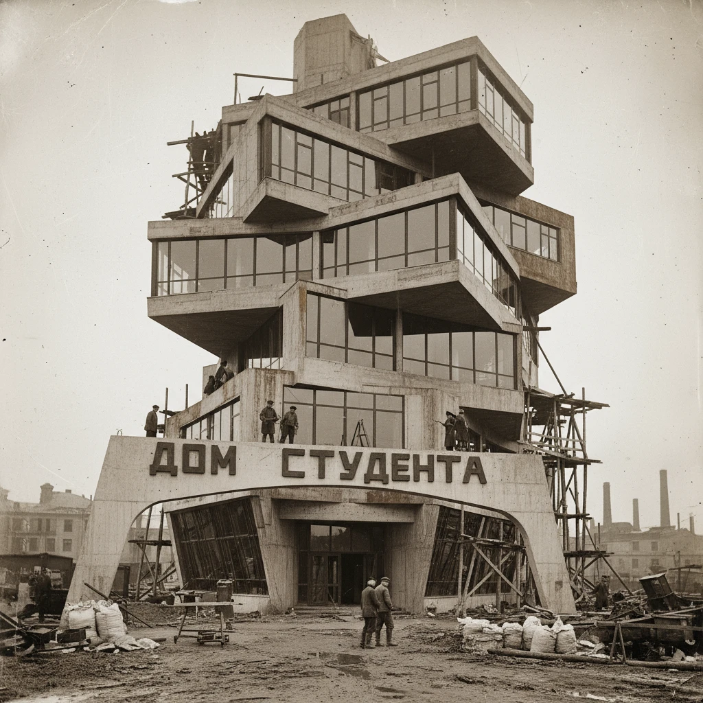 Общежитие, если бы его строила Заха Хадид. Стиль конструктивизм 

Архивное фото, 1920-е годы

 emoji