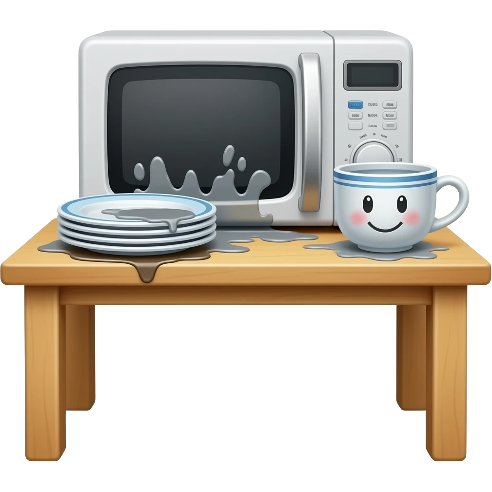 dirty dishes dirty microwave dirty table cute emoji emoji