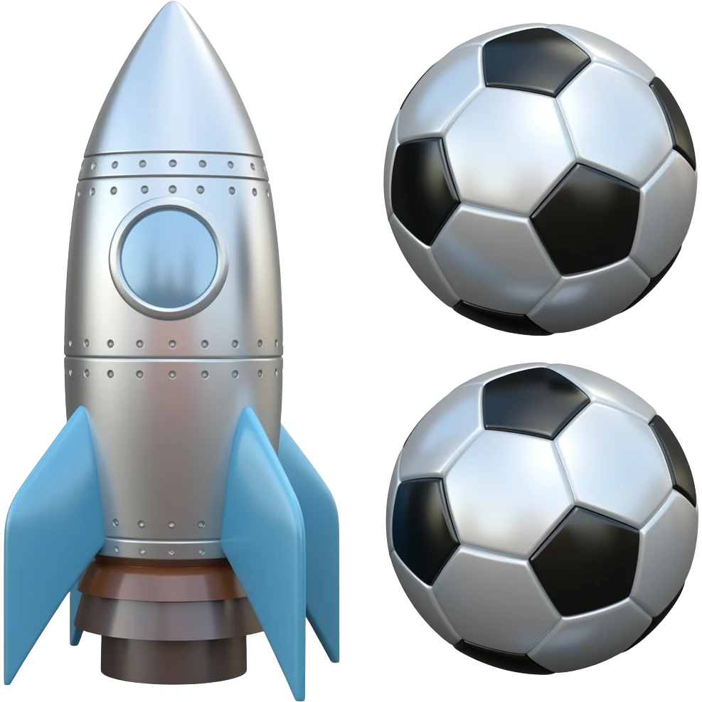 Car rocket powered and big metal soccer ball emoji