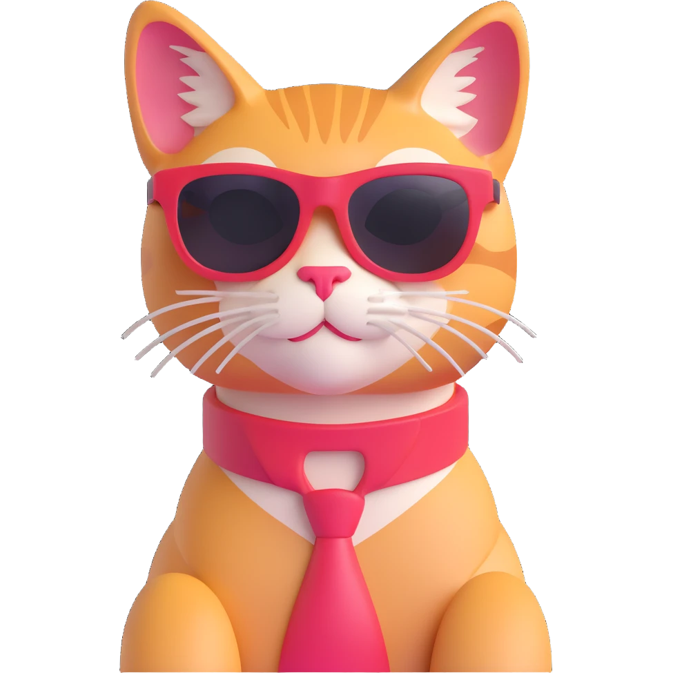 stylish cat in sunglasses, confident pose emoji