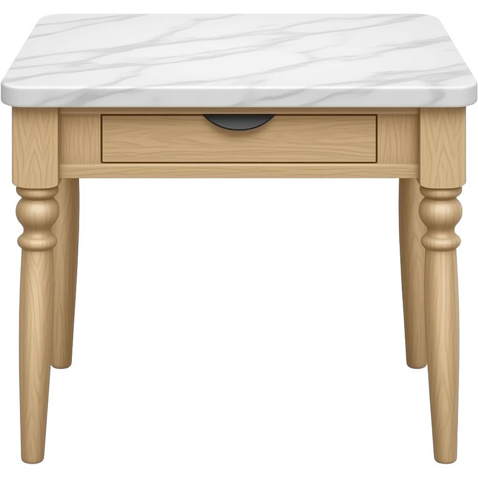Marble nail tech desk with wooden legs emoji