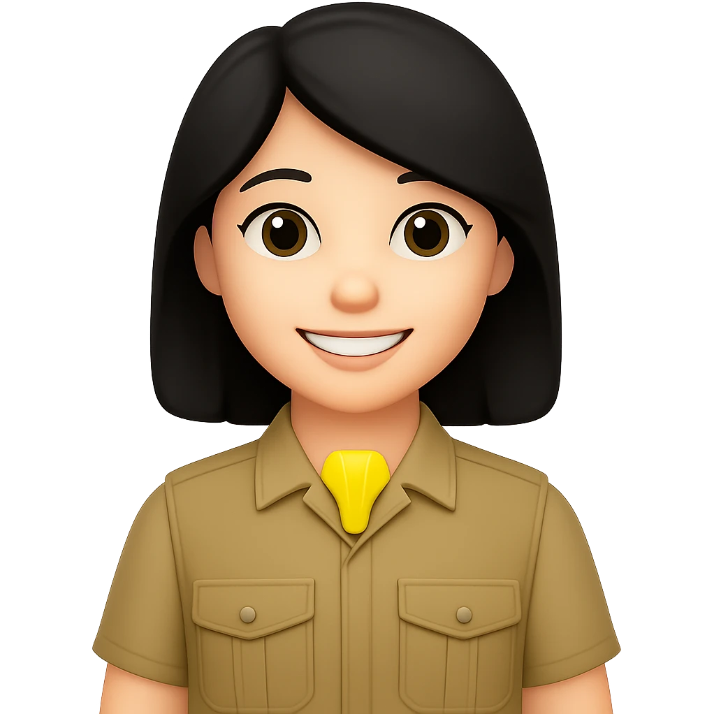 Change the hair to black and make the uniform only khaki, keep the style consistent with the original images. emoji
