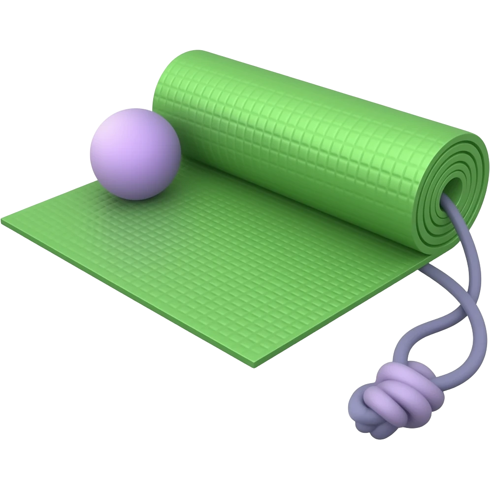 green pilates mat with purple small soft ball remove rope emoji