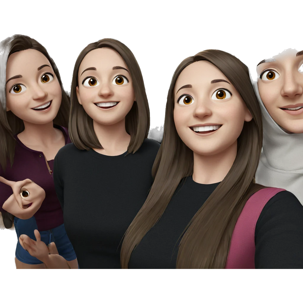 smiling girls with brown hair emoji