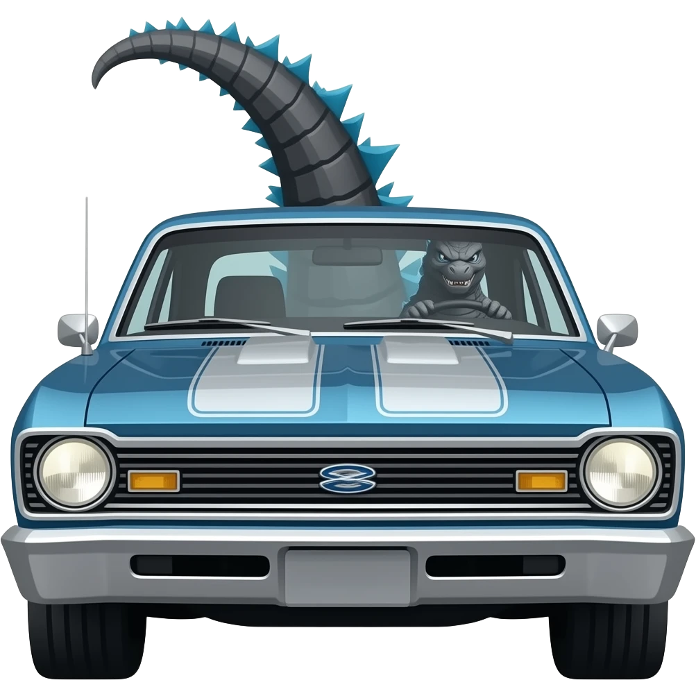 GODZILLA DRIVING 62 CHEVY II NOVA emoji