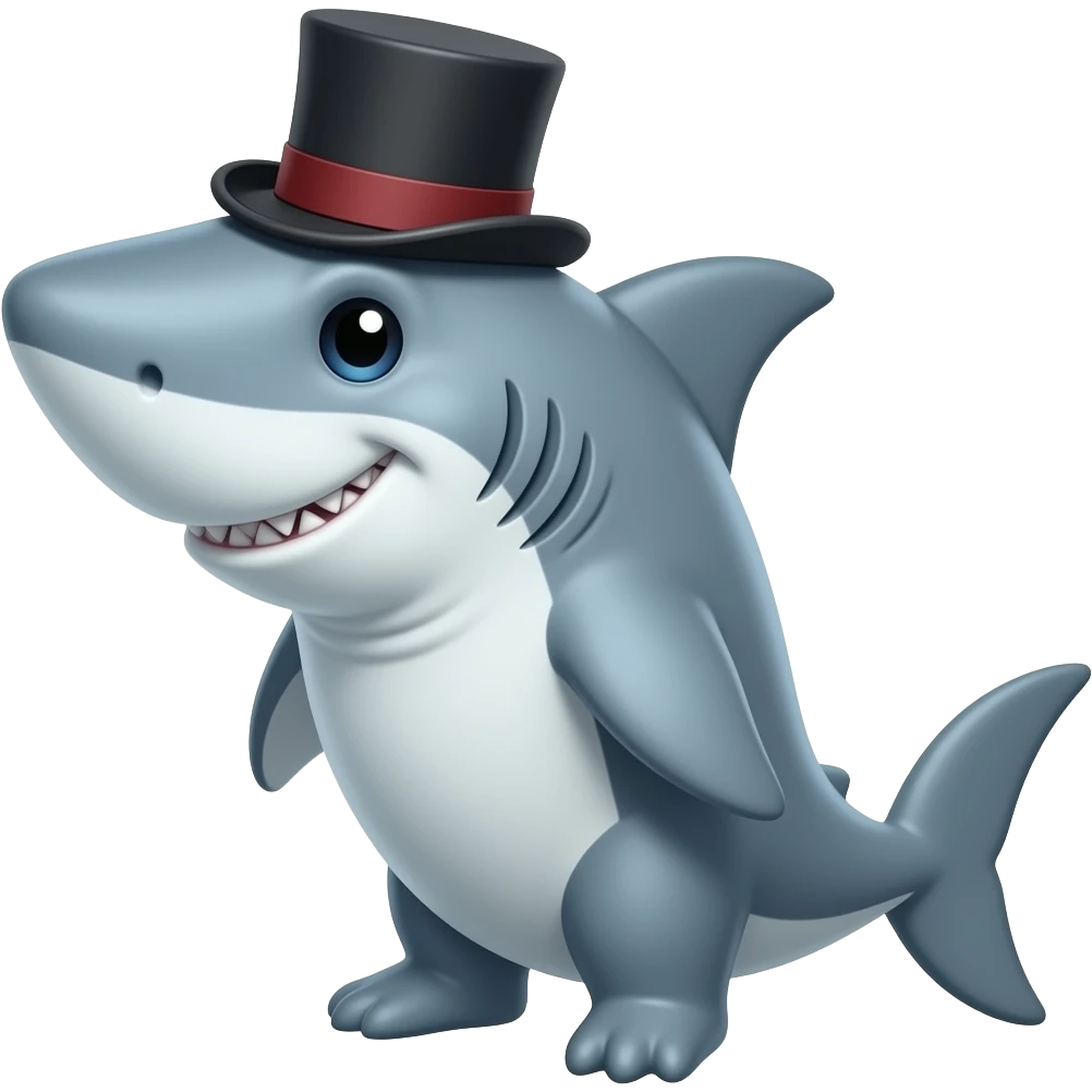 Shark with a top hat emoji