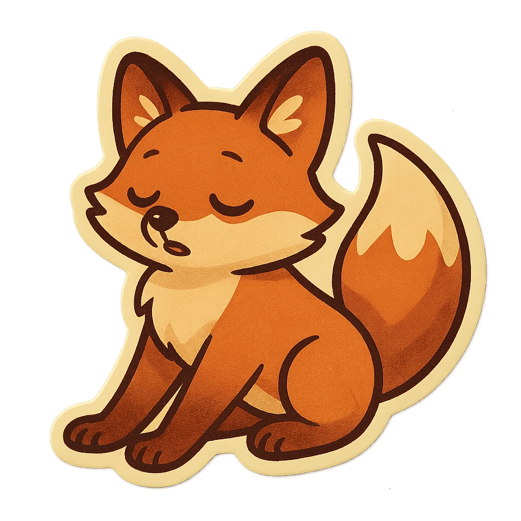 animated sleepy fox slowly blinking and stretching, retro vintage style, cozy acoustic aesthetic, warm muted colors, subtle grain, soft lines, nostalgic analog mood, smooth loop, 112x112px emoji