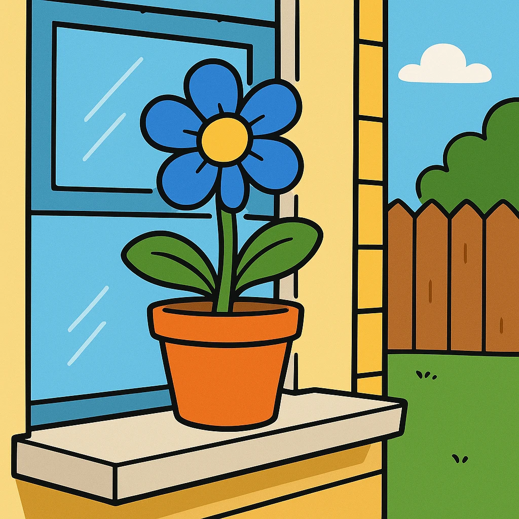 Windowsill – the flat area at the bottom of a window.
She placed a flower pot on the windowsill. emoji