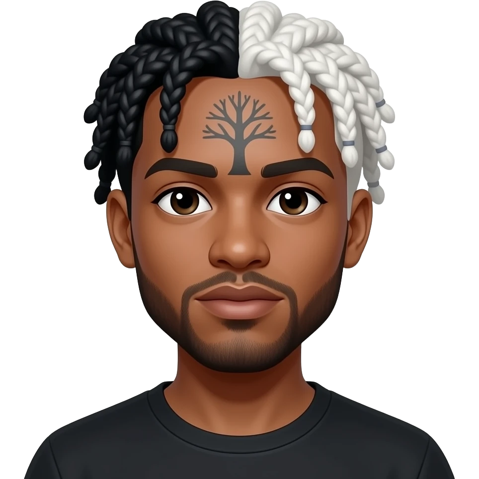 XXXTENTACION rapper black half white braids tree tattoo on forehead emoji