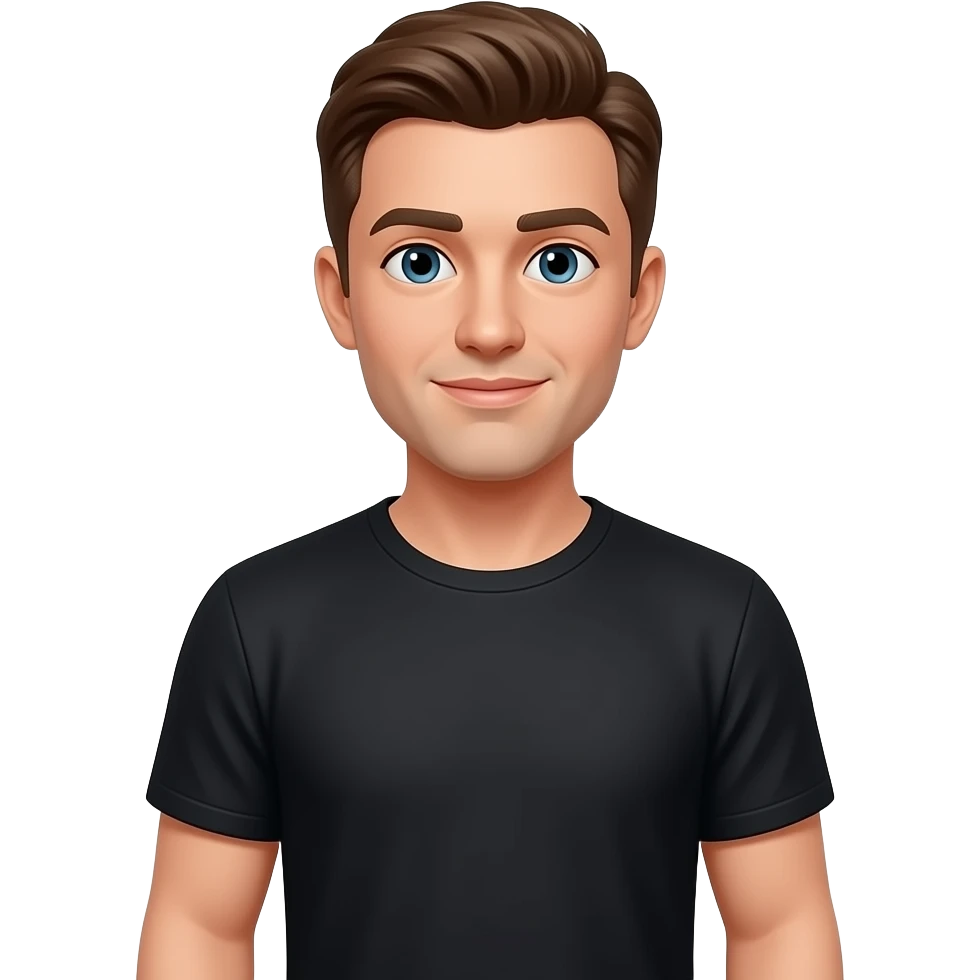 hombre de remera negra,mirando a la camara,full body emoji