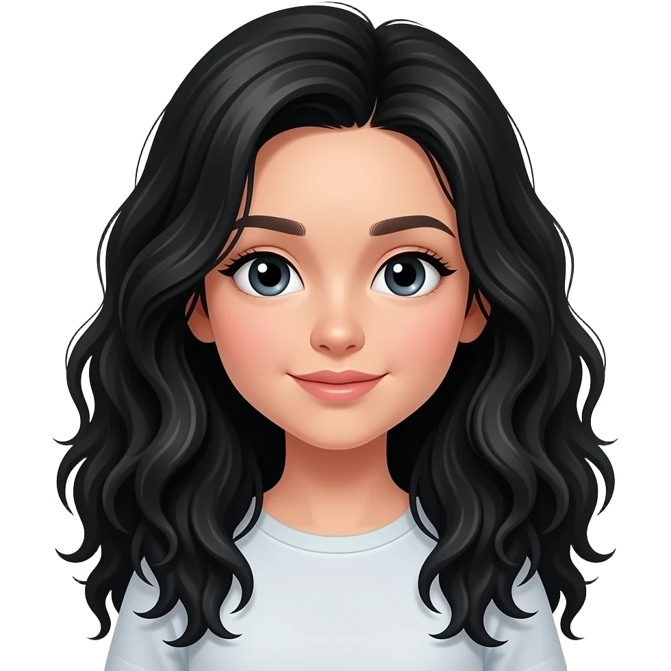 Fille avec cheveux noir lond boucler emoji