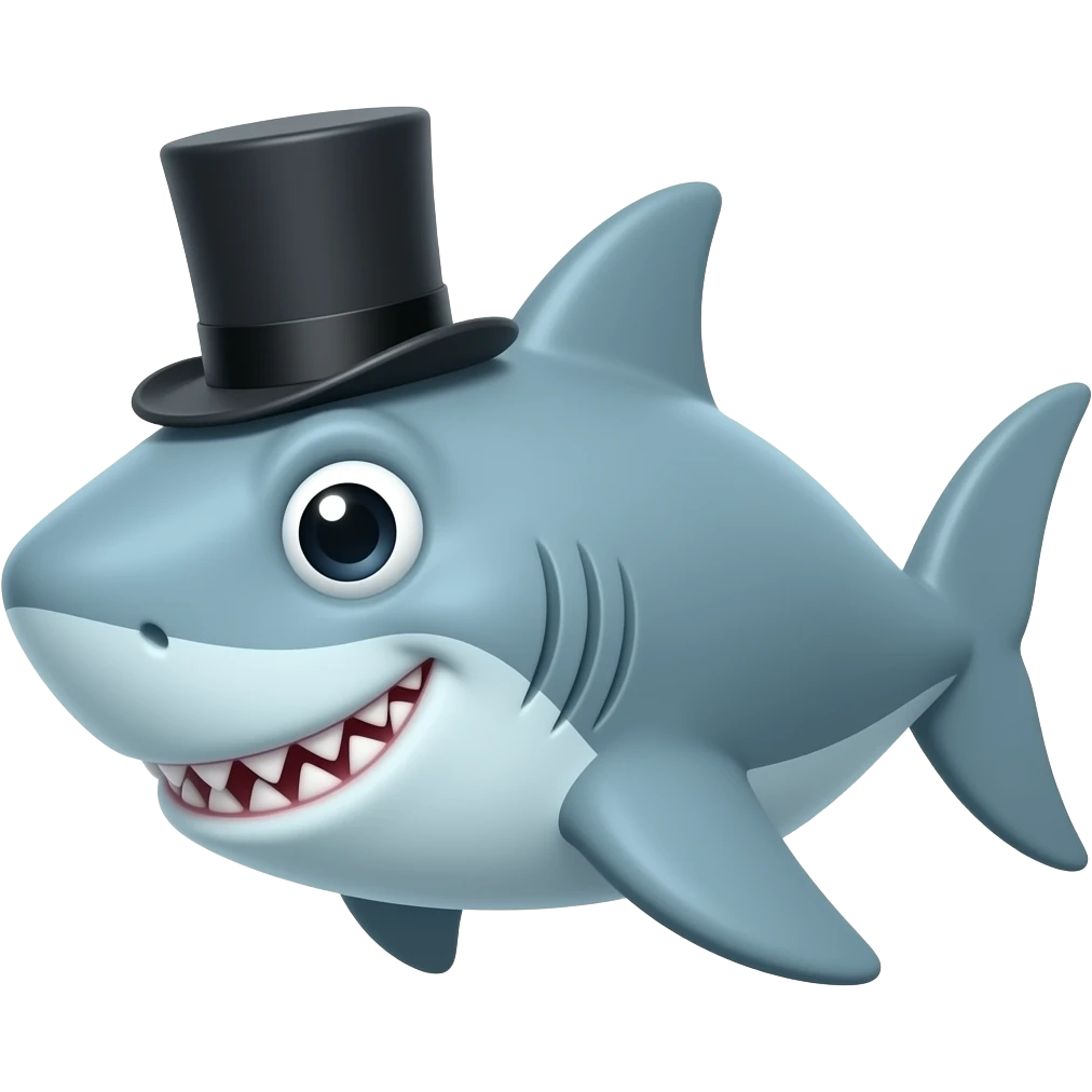 Shark with a top hat emoji