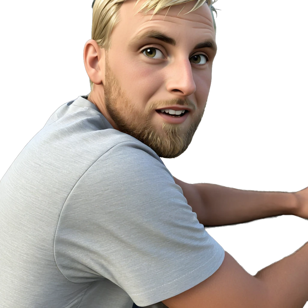 blonde boy outdoors with beard emoji